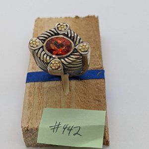 Vintage Alisa 925 and 18K ring with Orange Stone